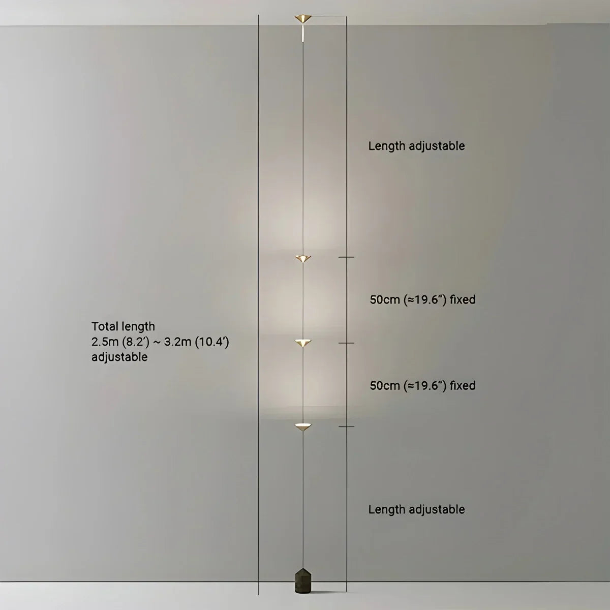 Telescoping Pole Lamp with Warm LED | Metal Adjustable 8-10 ft Tension Rod Light for Living Room Bedroom Corner Ambient Lighting Modern Vert