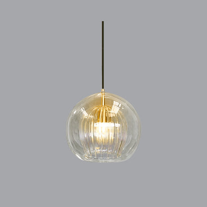 Spherical Glass Hanging Light with Metal Mount for Dining Room & Bedroom Ambient Lighting
