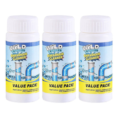 Enzymatic Foaming Powder Pipe Opener for Kitchen & Bathroom Drains, Clears Hair & Grease Clogs, Safe Non-Corrosive Formula for All Plumbing,