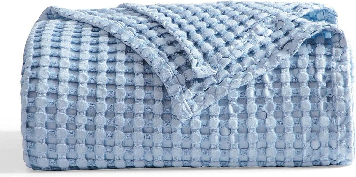 Cozy Haven | Cooling Waffle Queen Blanket with Lightweight Cotton & Bamboo | Soft Summer Throw for Hot Sleepers