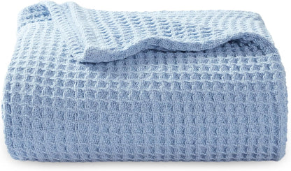 Cozy Haven | 100% Cotton Queen Blanket with Cooling Waffle Weave | Soft & Breathable for Summer Comfort