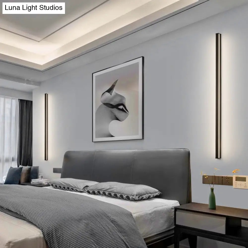 Modern Black LED Wall Light Fixture – Vertical or Horizontal Install for Hallway, Bedroom & Living Room