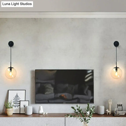 Contemporary Round Glass Wall Sconce | Modern Metal Orb Wall Fixture for Bedroom, Hallway, Foyer | E26 Base Socket | Available in Clear