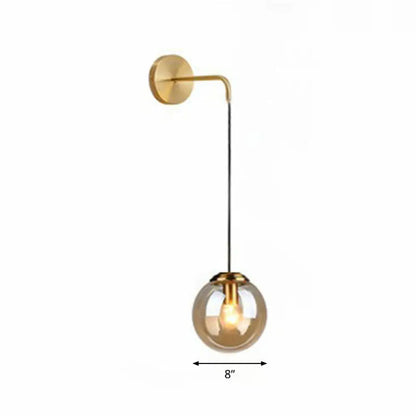 Contemporary Round Glass Wall Sconce | Modern Metal Orb Wall Fixture for Bedroom, Hallway, Foyer | E26 Base Socket | Available in Clear