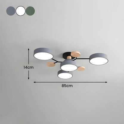 Semi-Flush Ring LED Ceiling Fixture – Multiple Rings, Iron & Acrylic, Dimmable Color Modes for Bedroom, Living Room & Hallway