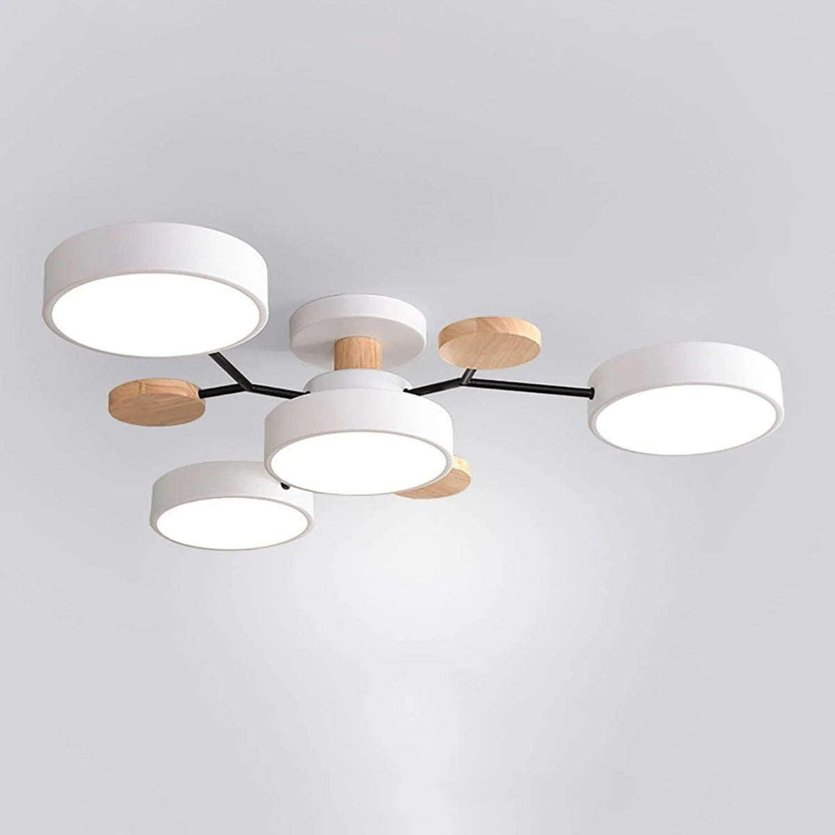 Semi-Flush Ring LED Ceiling Fixture – Multiple Rings, Iron & Acrylic, Dimmable Color Modes for Bedroom, Living Room & Hallway