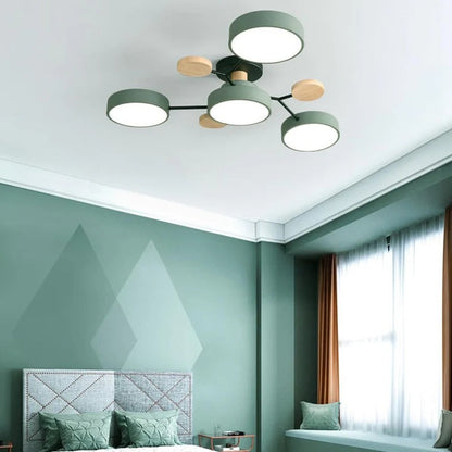 Semi-Flush Ring LED Ceiling Fixture – Multiple Rings, Iron & Acrylic, Dimmable Color Modes for Bedroom, Living Room & Hallway