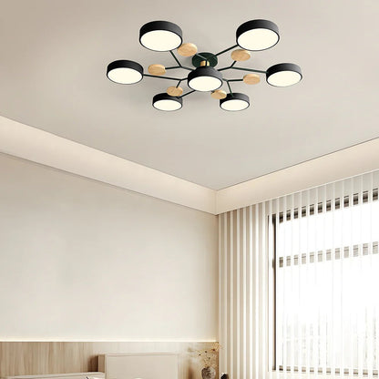 Semi-Flush Ring LED Ceiling Fixture – Multiple Rings, Iron & Acrylic, Dimmable Color Modes for Bedroom, Living Room & Hallway