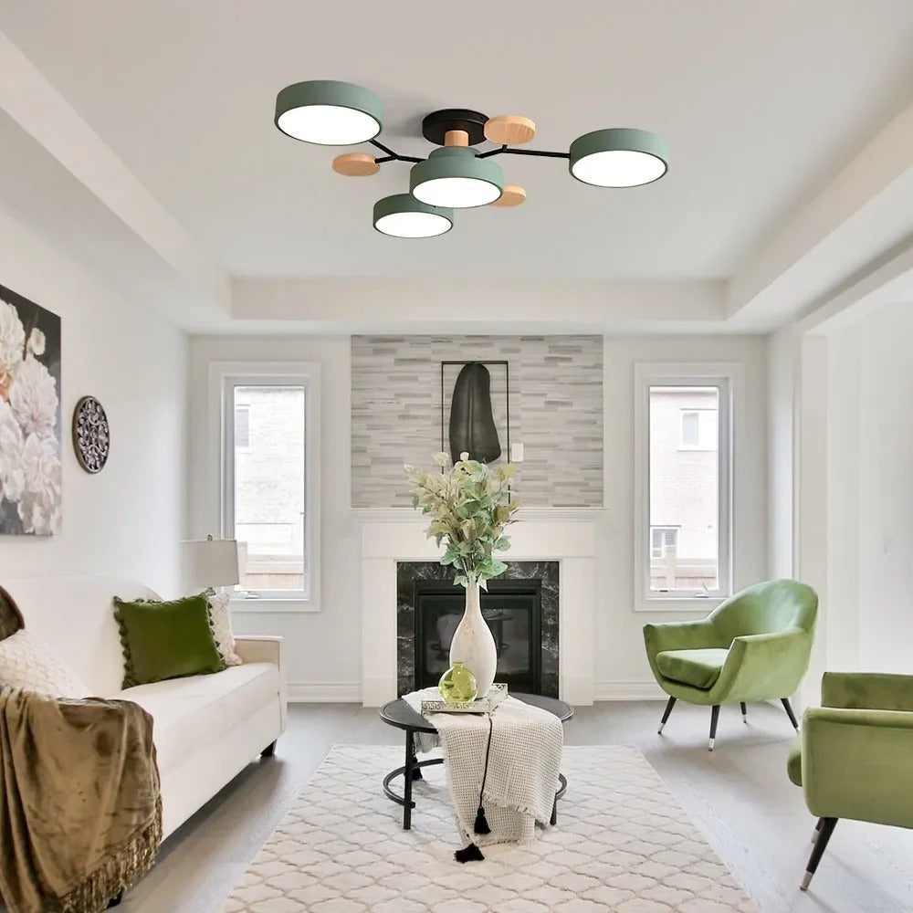 Semi-Flush Ring LED Ceiling Fixture – Multiple Rings, Iron & Acrylic, Dimmable Color Modes for Bedroom, Living Room & Hallway