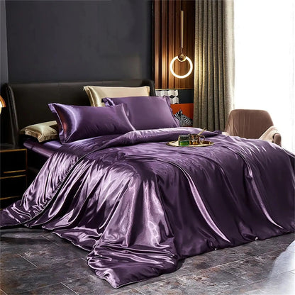 100% Mulberry Silk Sheet Set – Full Bed Ensemble with Duvet Cover, Fitted Sheet & Pillowcases for Cool, Luxurious Sleep