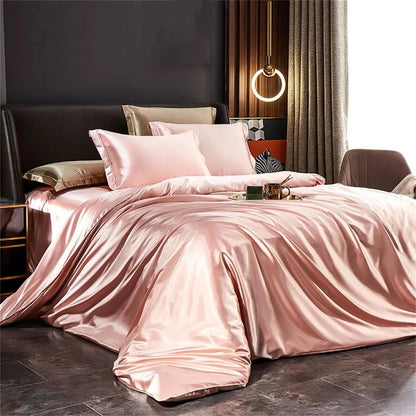 100% Mulberry Silk Sheet Set – Full Bed Ensemble with Duvet Cover, Fitted Sheet & Pillowcases for Cool, Luxurious Sleep