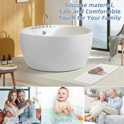 Non-Slip Silicone Shower Mat with Suction Cups – Foldable Bathtub Safety Mat for Wet Surfaces, Quick-Dry Design for Everyday Use