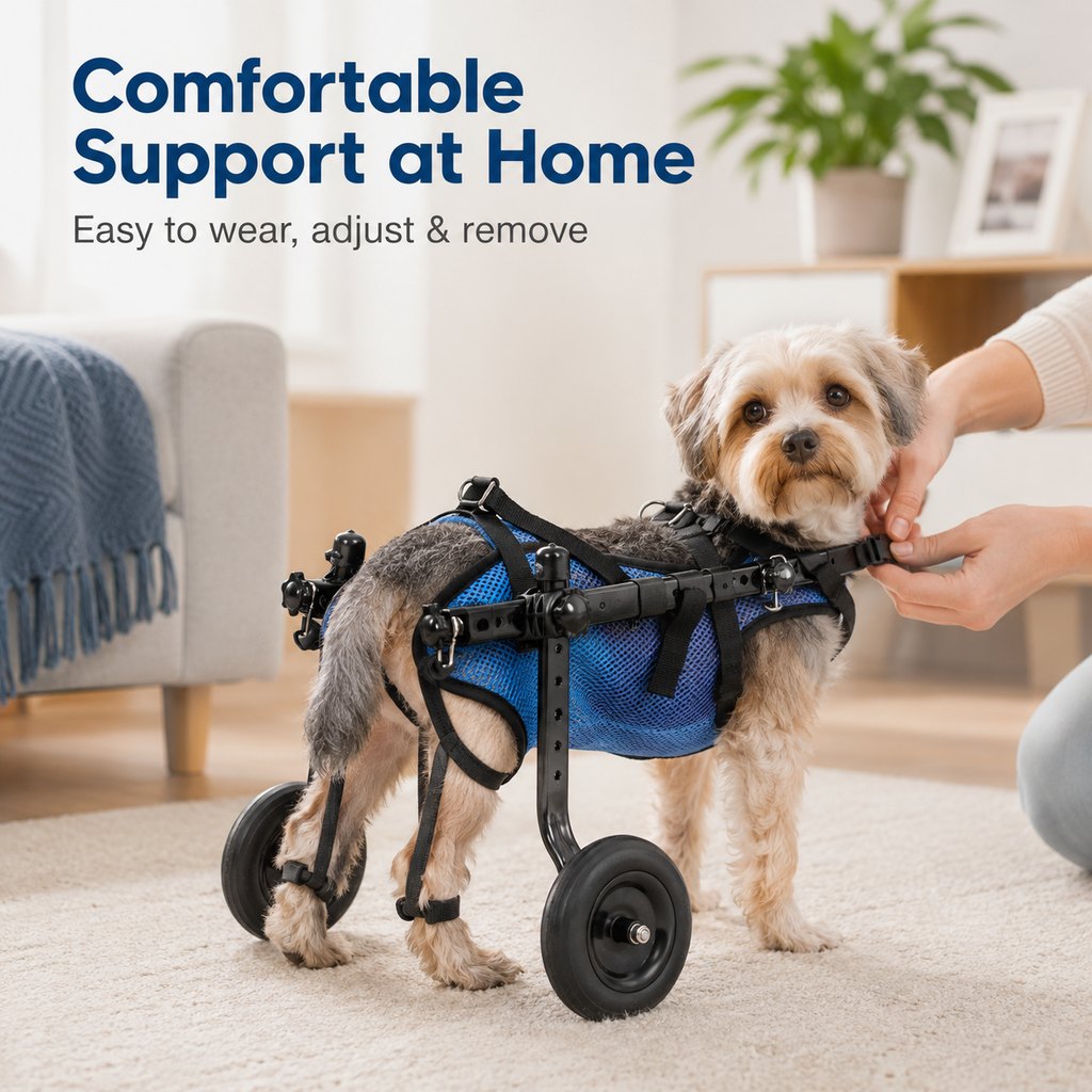 Ortekor Adjustable Rear Leg Dog Wheelchair for Daily Walks - Mobility Support Cart for Small Dogs with Weak Back Legs