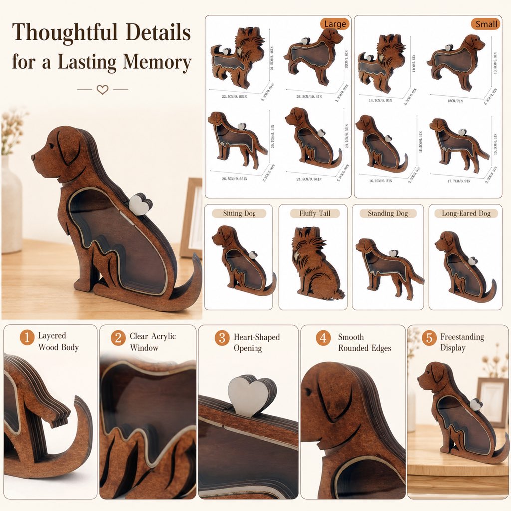 Ortekor Wooden Pet Fur Keepsake Box for Grooming Memories & Pet Loss - Display Their Fur Instead of Hiding It Away