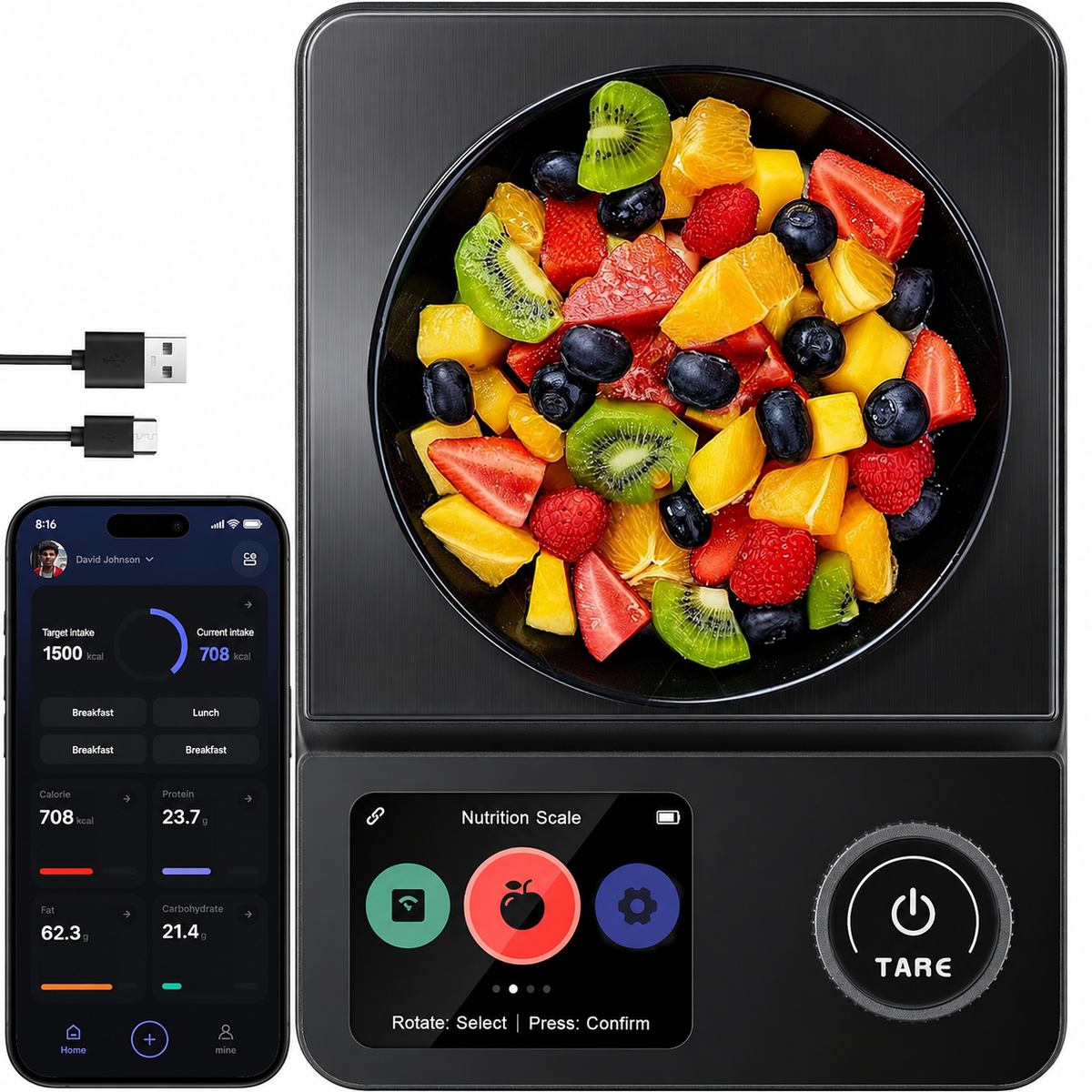 Precision Kitchen Scale | Smart Food Scale with Nutritional Calculator | Digital Measurement for Weight Loss Tracking
