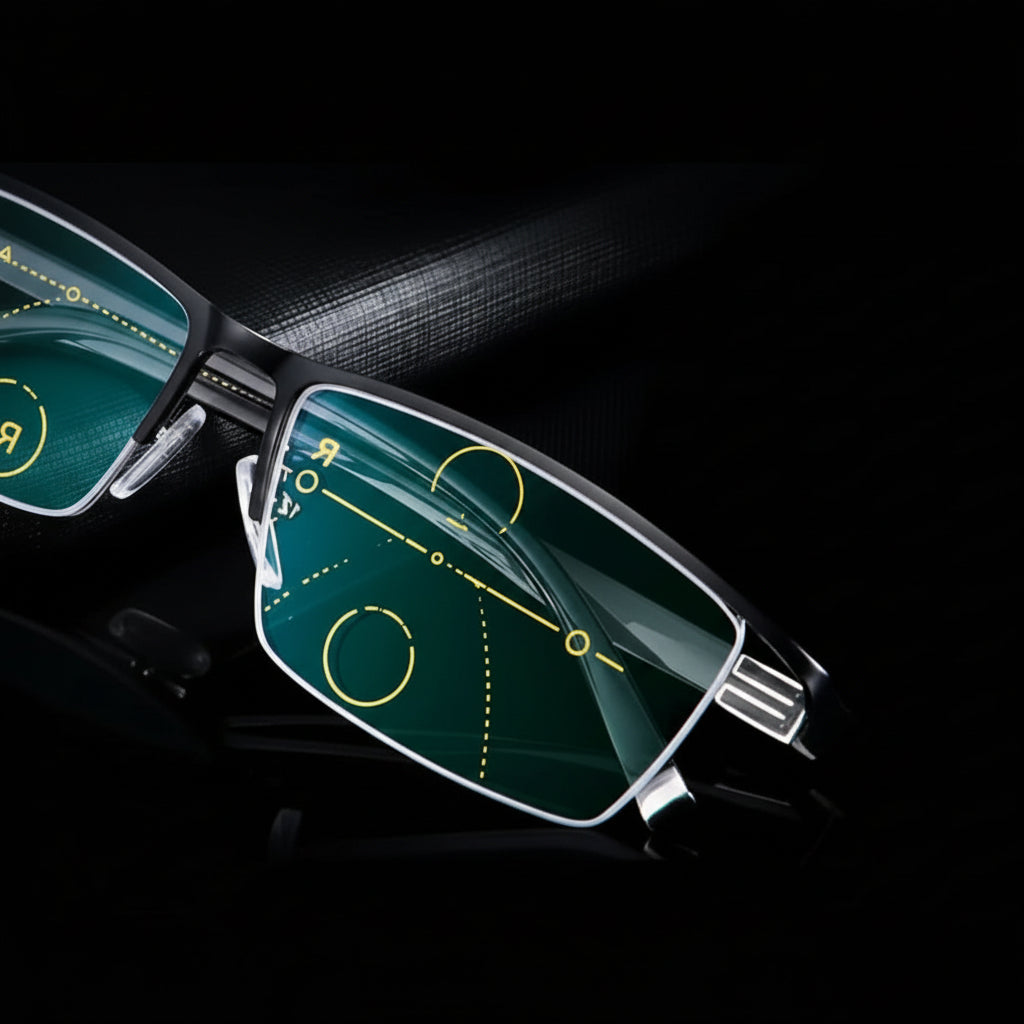 Progressive Reading Glasses with Auto-Adjusting Lenses for Near & Distance Vision