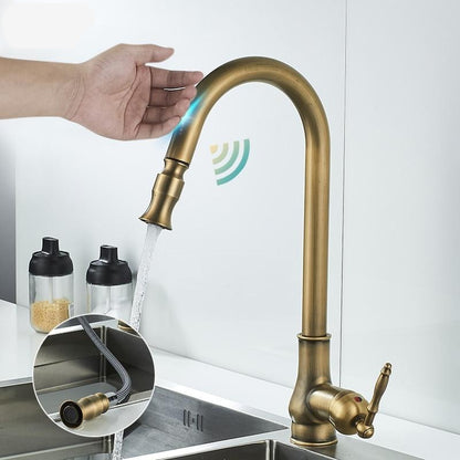 SmartSpout | Kitchen Faucet with Pull-Out Spray & Touch Sensor | Antique Bronze Finish for Effortless Use