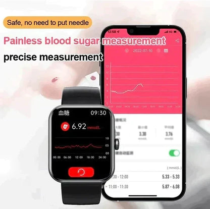 Fitness Tracker Smartwatch with Glucose Monitor, Heart Rate & Sleep Tracking for Active Wellness