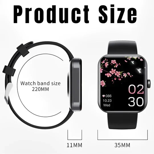 Fitness Tracker Smartwatch with Glucose Monitor, Heart Rate & Sleep Tracking for Active Wellness