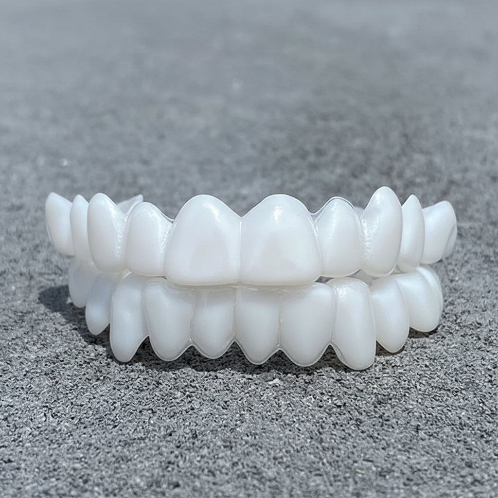 Snap-On Teeth Veneers for Upper Teeth | Temporary Cosmetic Dental Cover for Bright Confident Smile | Reusable Prosthetic Cap with Natural