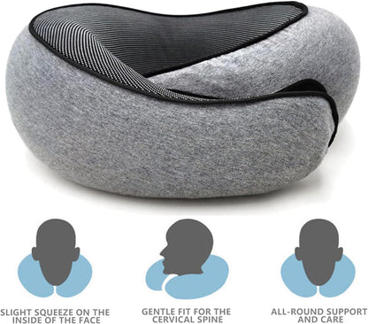 Travel Neck Pillow with Memory Foam Support – U-Shaped Ergonomic Design for Flights, Road Trips & Camping