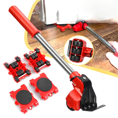 Heavy-Duty Furniture Moving Kit with Lifter Bar & Rolling Pads for Sofas Cabinets Appliances Hardwood Tile Carpet Floors Home Office