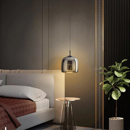 Smoky Glass Drop Ceiling Light E27 Socket Black Finish Adjustable Cord for Kitchen Island Bedroom Dining Room Scandinavian Minimal Style Hom