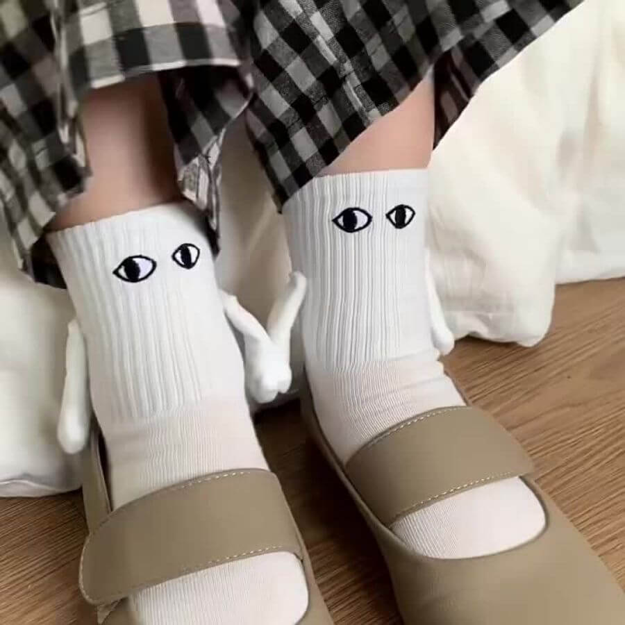 Cartoon Eyes Couples Socks with Matching Design for Pairs | Fun Novelty Footwear for Men & Women | Comfortable Cotton Blend Crew Socks for