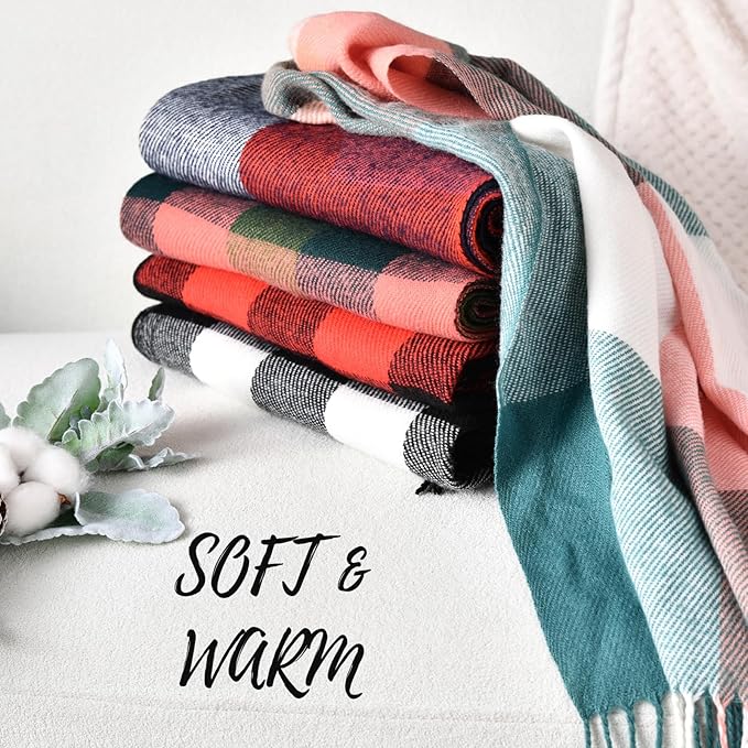 Plaid Cashmere Winter Shawl for Women – Cozy Oversized Wrap Scarf for Cold Weather, Evening Events & Daily Wear