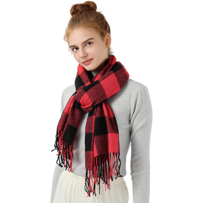 Plaid Cashmere Winter Shawl for Women – Cozy Oversized Wrap Scarf for Cold Weather, Evening Events & Daily Wear