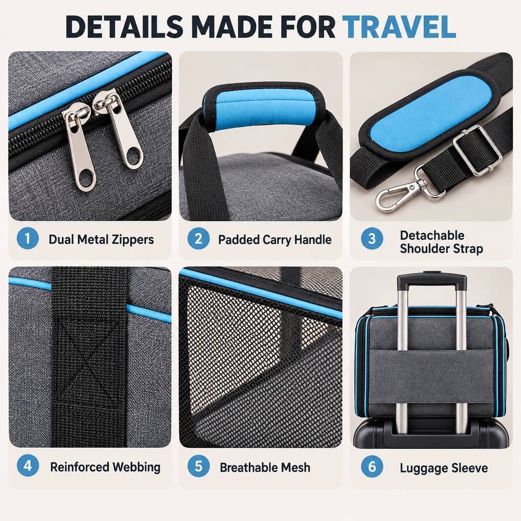 Ortekor Dual-Sided Expandable Pet Carrier for Cats & Small Dogs - More Room for Road Trips, Vet Visits & Travel