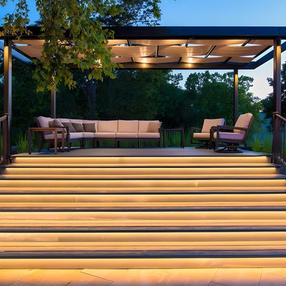 Solar-Powered Flexible Pathway Light Strip 16.4 ft Warm Glow Waterproof Deck Stair Accent Lighting for Patios Driveways Garden Borders Pergo