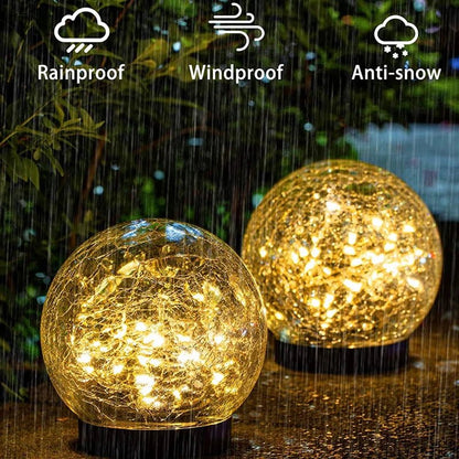 Solar-Powered Textured Globe Stake Light 6 Inch Waterproof LED Pathway Garden Yard Decoration Automatic Dusk Dawn Sensor Ambient Glow Landsc