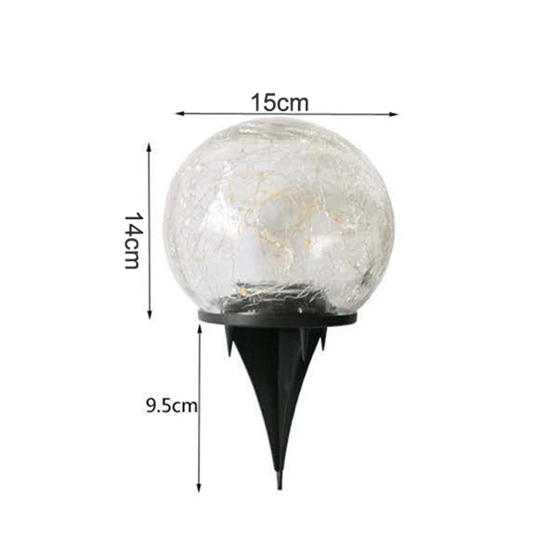 Outdoor Solar Stake Light Decorative Textured Glass Globe Orb Lamp for Garden Patio Pathway Yard Decoration Dusk to Dawn Sensor Weatherproof