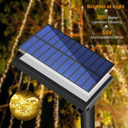 300-LED Waterproof Hanging String Lights Solar-Powered Backdrop for Patio Wedding Party Garden Fence Decor 7 ft x 10 ft Panel