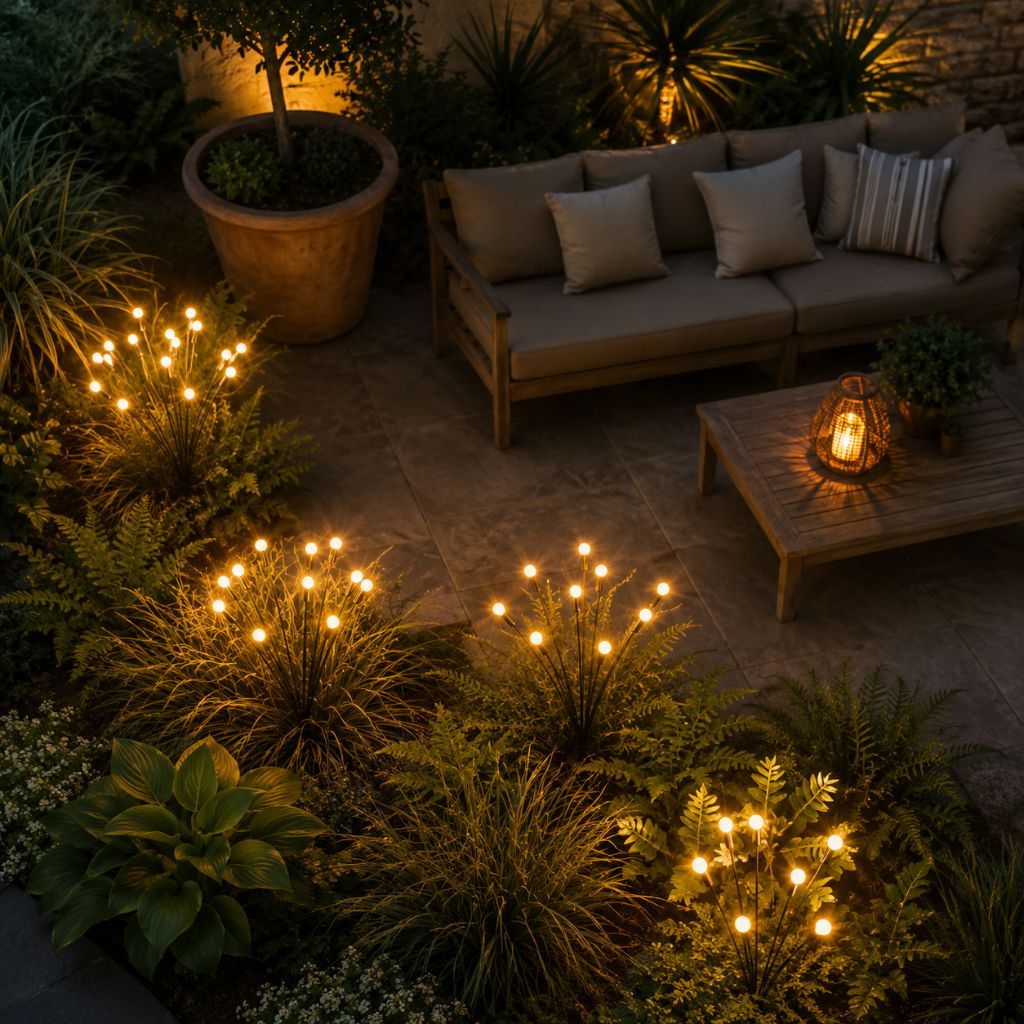 Swaying LED Garden Stakes Solar Powered Outdoor Pathway Lights Warm White Waterproof Decorative Lawn Accent Lighting for Yard Patio Walkway