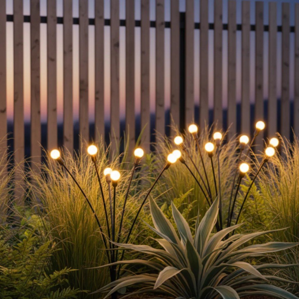 Swaying LED Garden Stakes Solar Powered Outdoor Pathway Lights Warm White Waterproof Decorative Lawn Accent Lighting for Yard Patio Walkway