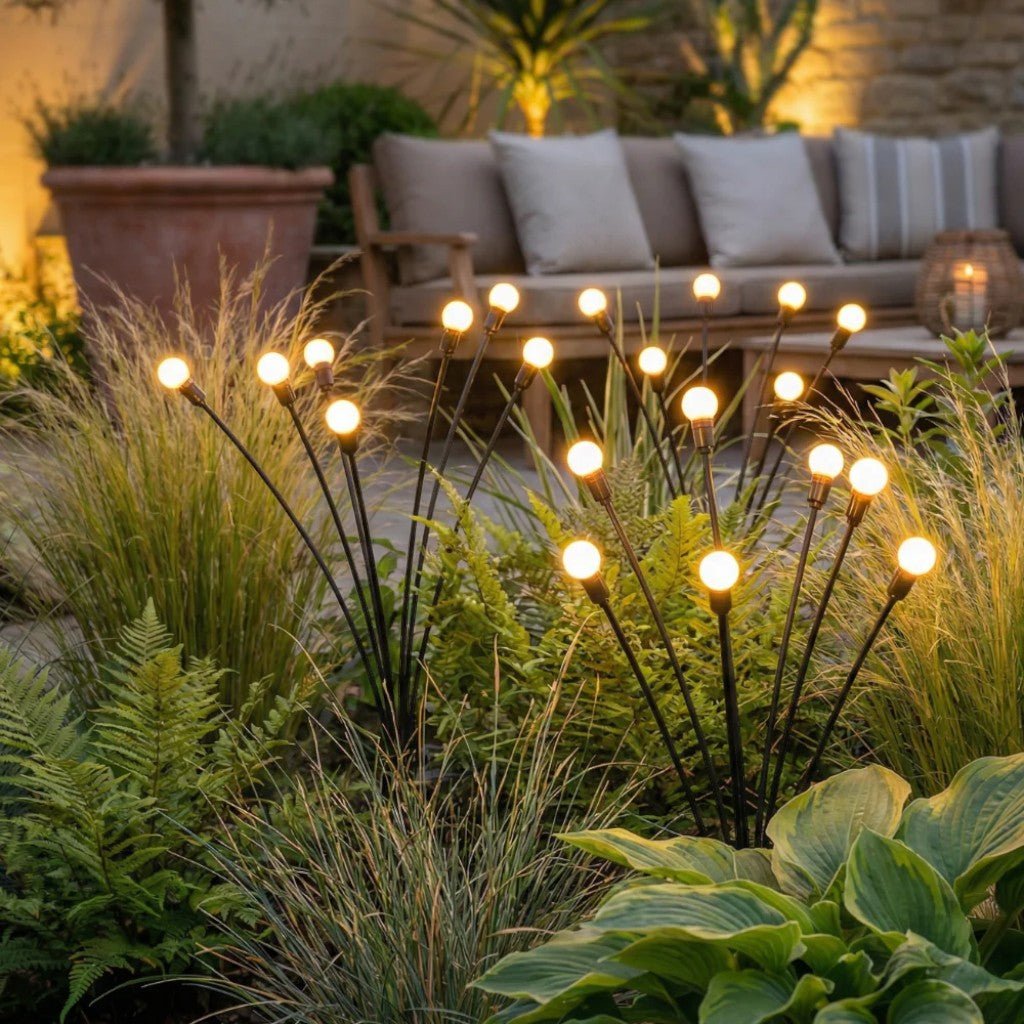 Swaying LED Garden Stakes Solar Powered Outdoor Pathway Lights Warm White Waterproof Decorative Lawn Accent Lighting for Yard Patio Walkway