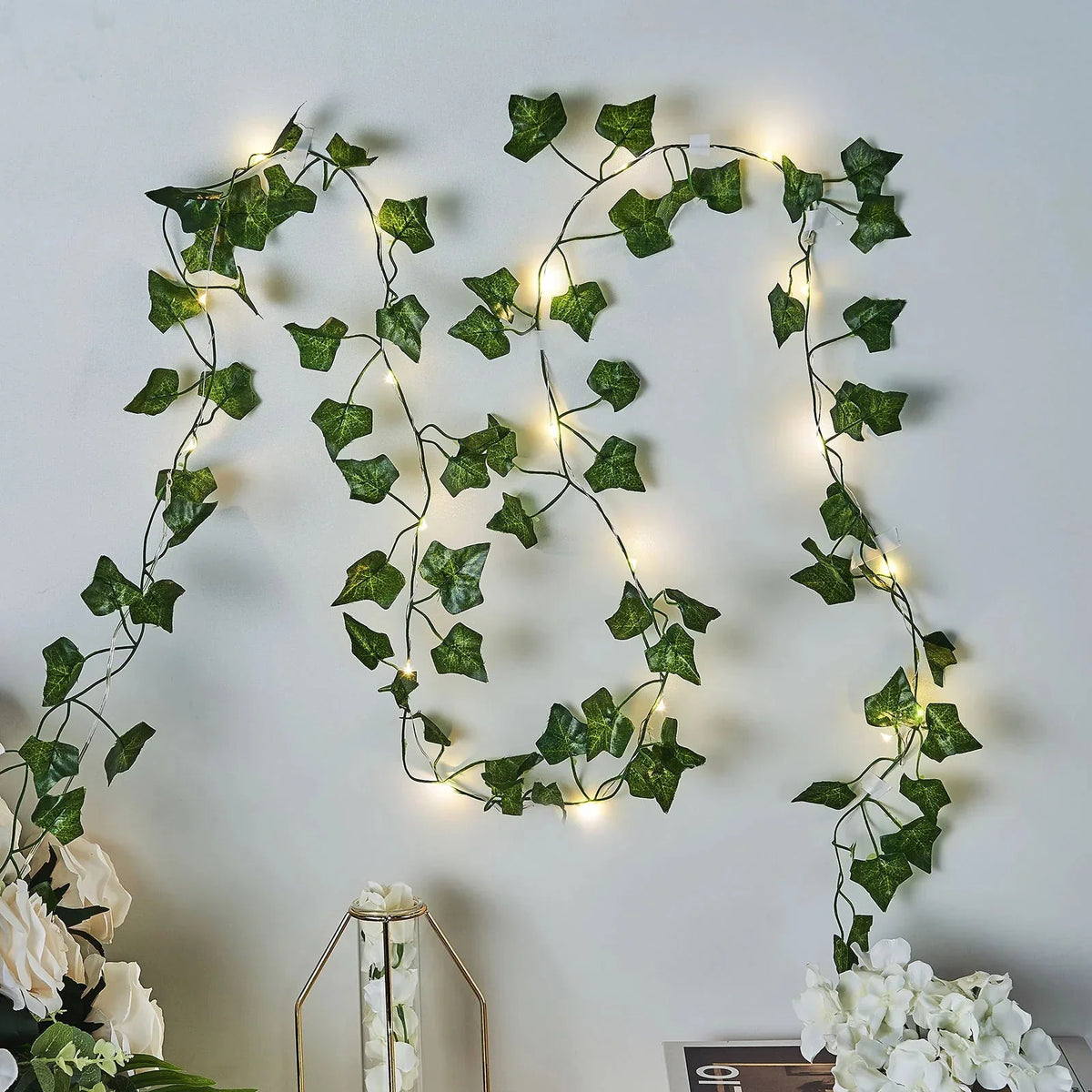 Solar Vine Fairy Lights 16 ft Waterproof Flexible LED for Patio Garden Wedding Party Outdoor Decor Warm White Glow Automatic Dusk-to-Dawn Ec