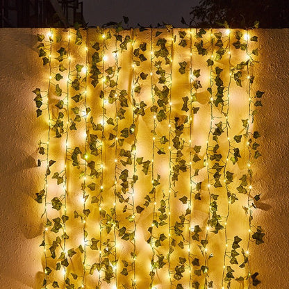 Solar Vine Fairy Lights 16 ft Waterproof Flexible LED for Patio Garden Wedding Party Outdoor Decor Warm White Glow Automatic Dusk-to-Dawn Ec