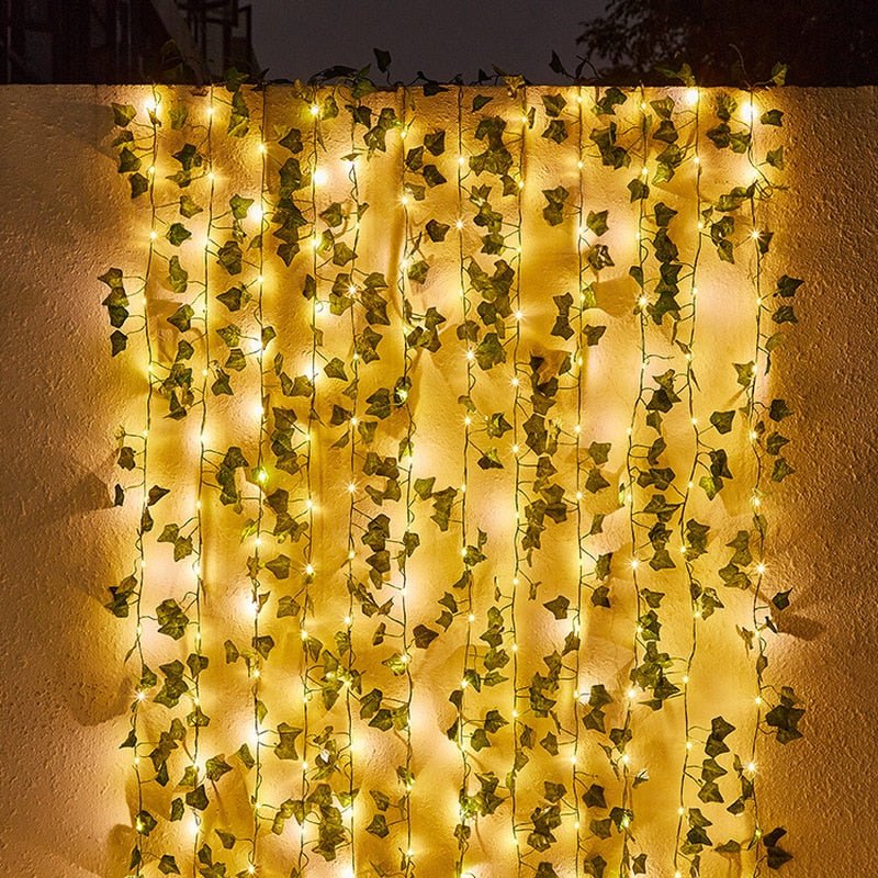 Outdoor Solar-Powered LED Foliage String Lights for Patio Garden Fence Pergola Tree Wrap Waterproof Dusk-to-Dawn Auto On Off Decoration