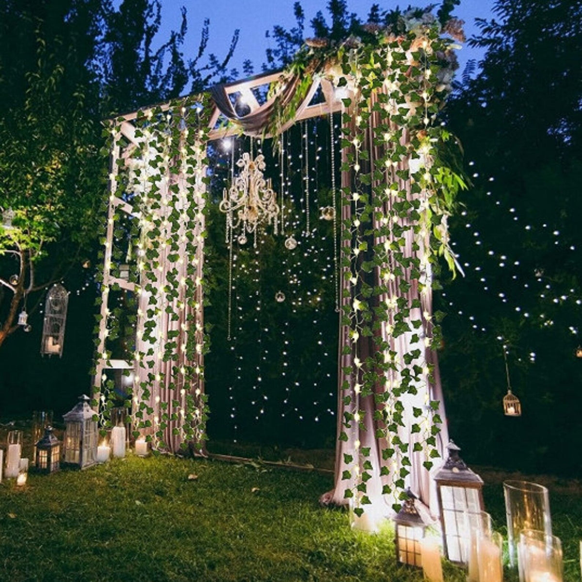 Outdoor Solar-Powered LED Foliage String Lights for Patio Garden Fence Pergola Tree Wrap Waterproof Dusk-to-Dawn Auto On Off Decoration