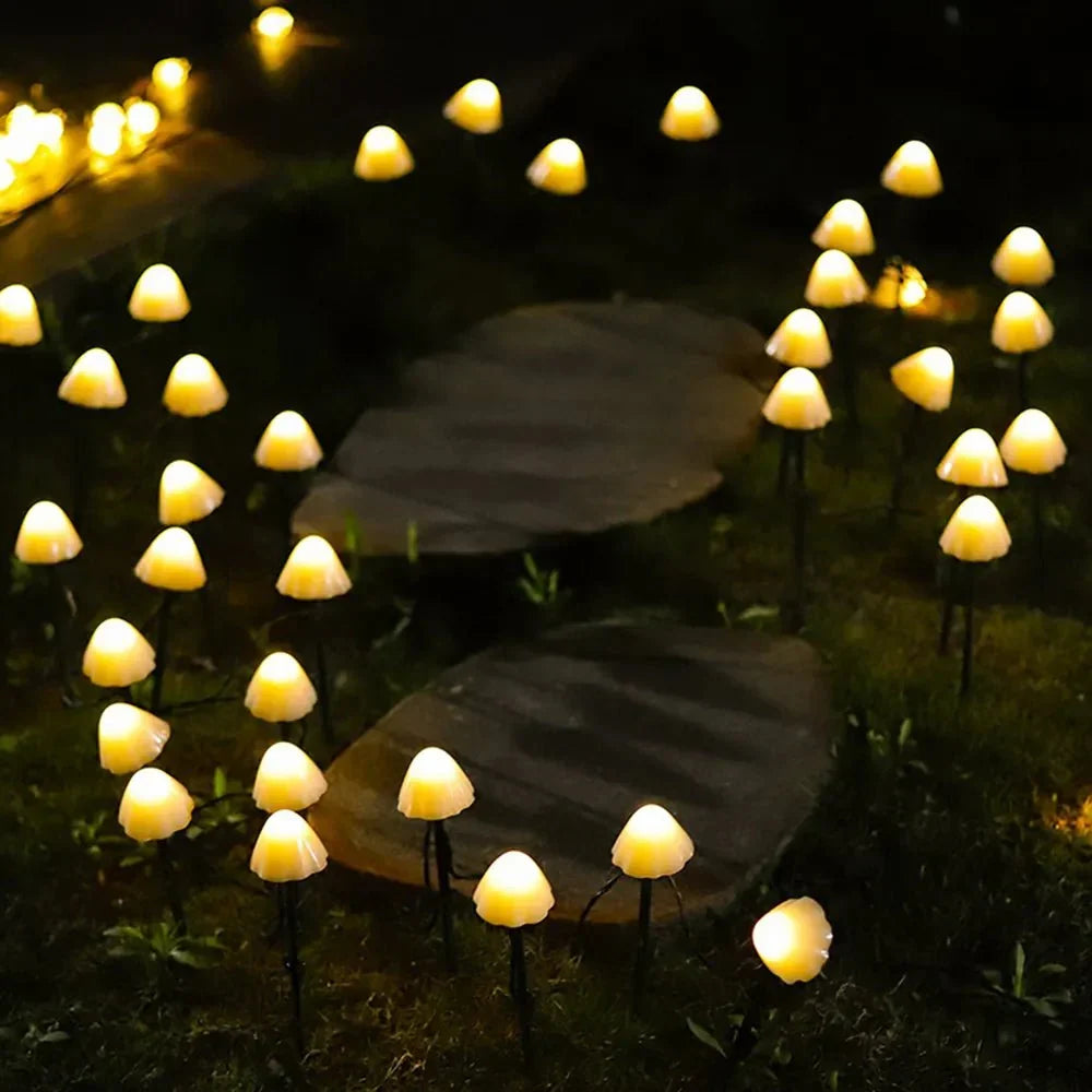 Outdoor Solar Stake Lights Decorative Mushroom Shape for Garden Pathway Yard Lawn Landscape Lighting Waterproof LED String 10-Pack Auto On O