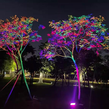Weatherproof Color-Changing LED Spotlight 24W Cast Aluminum Housing RGB Landscape Lighting for Yard Trees Pathways Driveway Accent