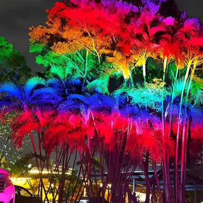 Weatherproof Color-Changing LED Spotlight 24W Cast Aluminum Housing RGB Landscape Lighting for Yard Trees Pathways Driveway Accent