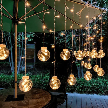 Solar-Powered LED String Lights 10 Feet Automatic Dusk-to-Dawn for Backyard Deck Porch Outdoor Entertaining Weatherproof Design