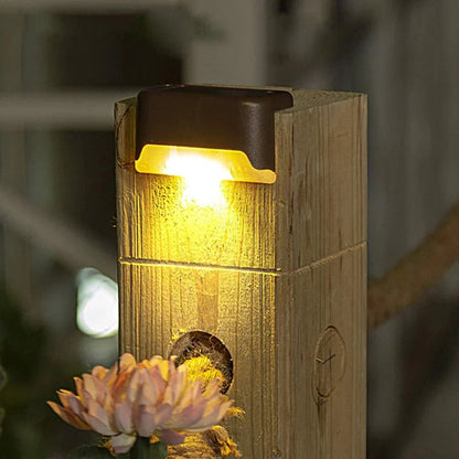 Outdoor Step Deck Lighting Fixture Solar Powered Weatherproof IP65 Auto Dusk Dawn Sensor Pathway Patio Porch Illumination for Stairs Garden