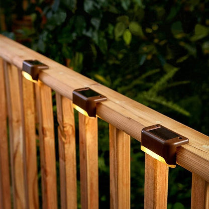 Outdoor Step Deck Lighting Fixture Solar Powered Weatherproof IP65 Auto Dusk Dawn Sensor Pathway Patio Porch Illumination for Stairs Garden