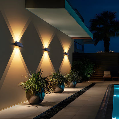 Solar LED Outdoor Sconce Black Waterproof Up Down Wall Light for Patio Garden Entrance Facade