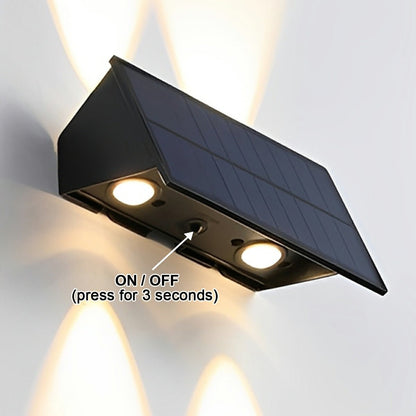 Solar LED Outdoor Sconce Black Waterproof Up Down Wall Light for Patio Garden Entrance Facade